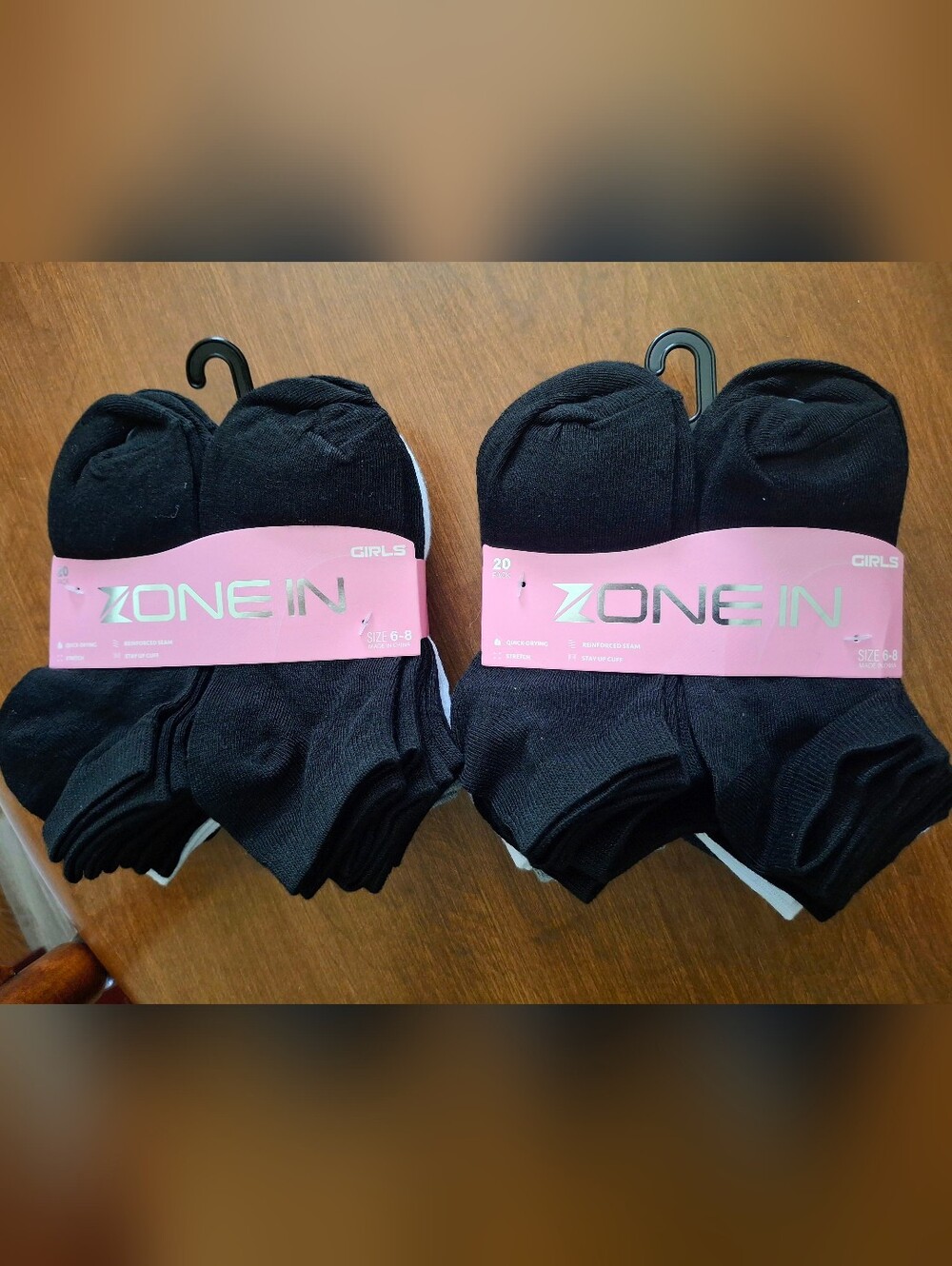 🧦BUY 1 GET 1 FREE! 2 NEW SETS OF GIRLS/LADIES "ZONE IN" ATHLETIC SOCKS Sz. 4-8